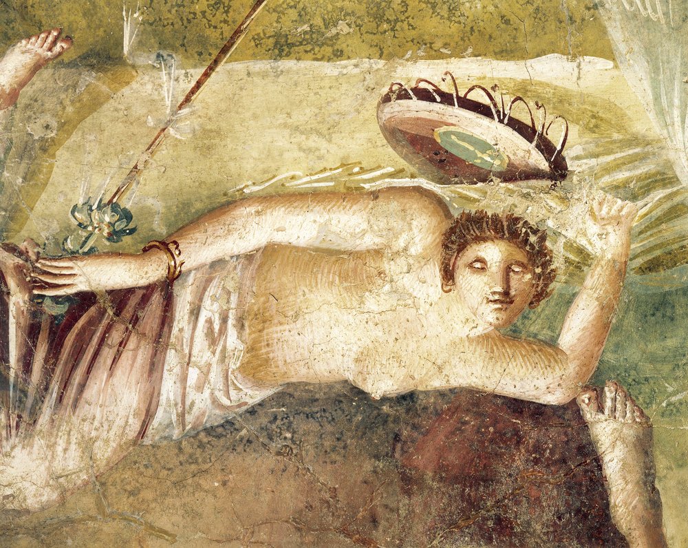 Fresque représentant une Ménade endormie, de la Maison du Cithariste, Pompéi, Italie.