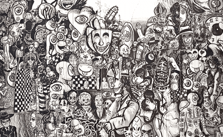 peinture de Lucien Simart / Fresque 2025 « Patchwork de ma tête… »